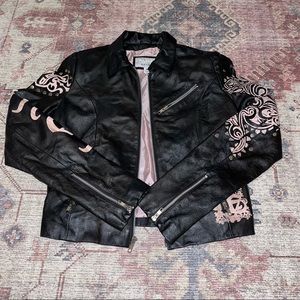 Wilson’s Leather Black & Pink Leather Jacket SZ MEDIUM